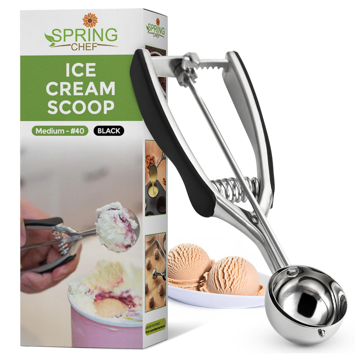 Spring Chef Cuchara media 1,7 cucharadas para porciones uniformes de masa.