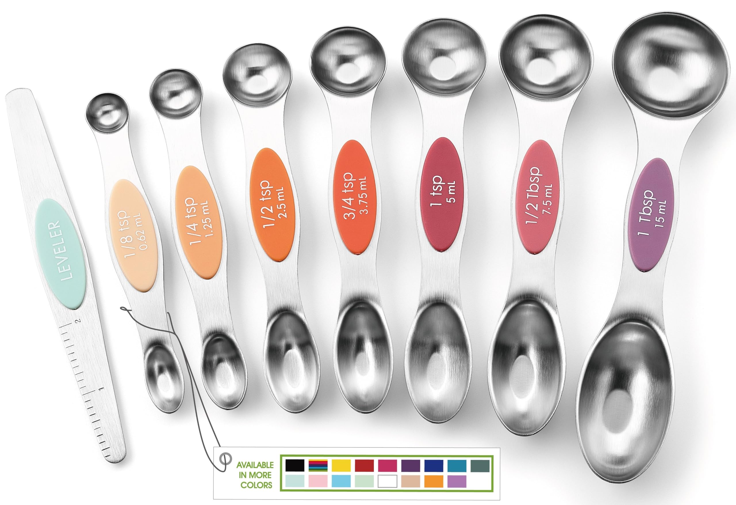 Spring Chef cucharas de medición magnetizadas en acero inoxidable para uso duradero.