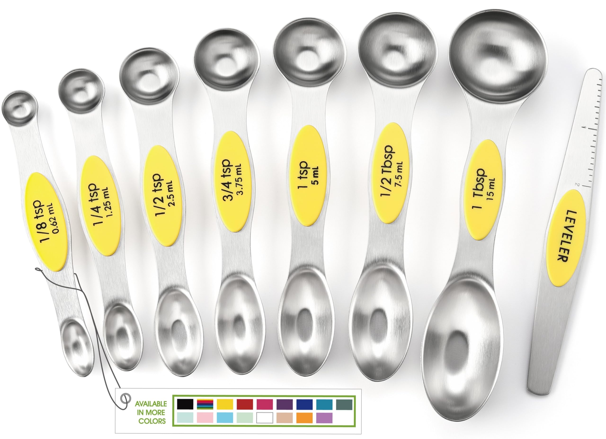 Spring Chef cucharas medidoras amarillas magnéticas de acero inoxidable para uso diario