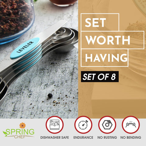 Spring Chef cucharas de medición anidadas para guardado eficiente sin desorden.