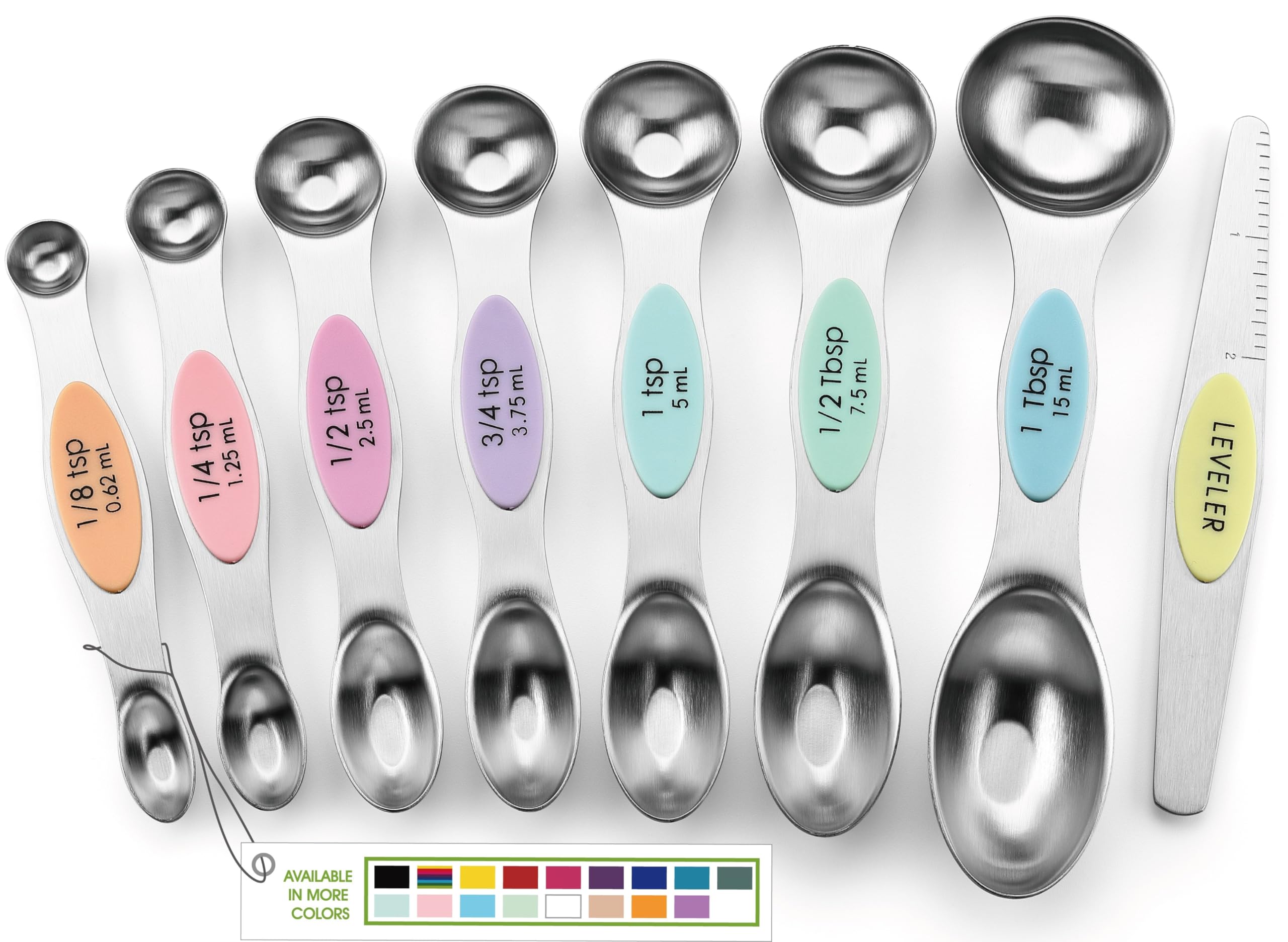 Spring Chef cucharas medidoras magnéticas de acero inoxidable con nivelador para medidas rápidas.