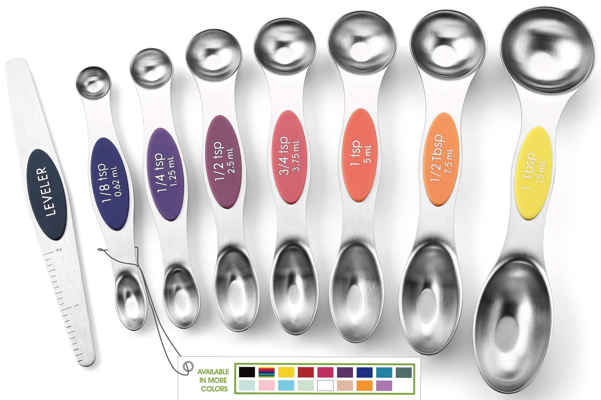 Spring Chef cucharas medidoras magnéticas de acero inoxidable, fácil almacenamiento.