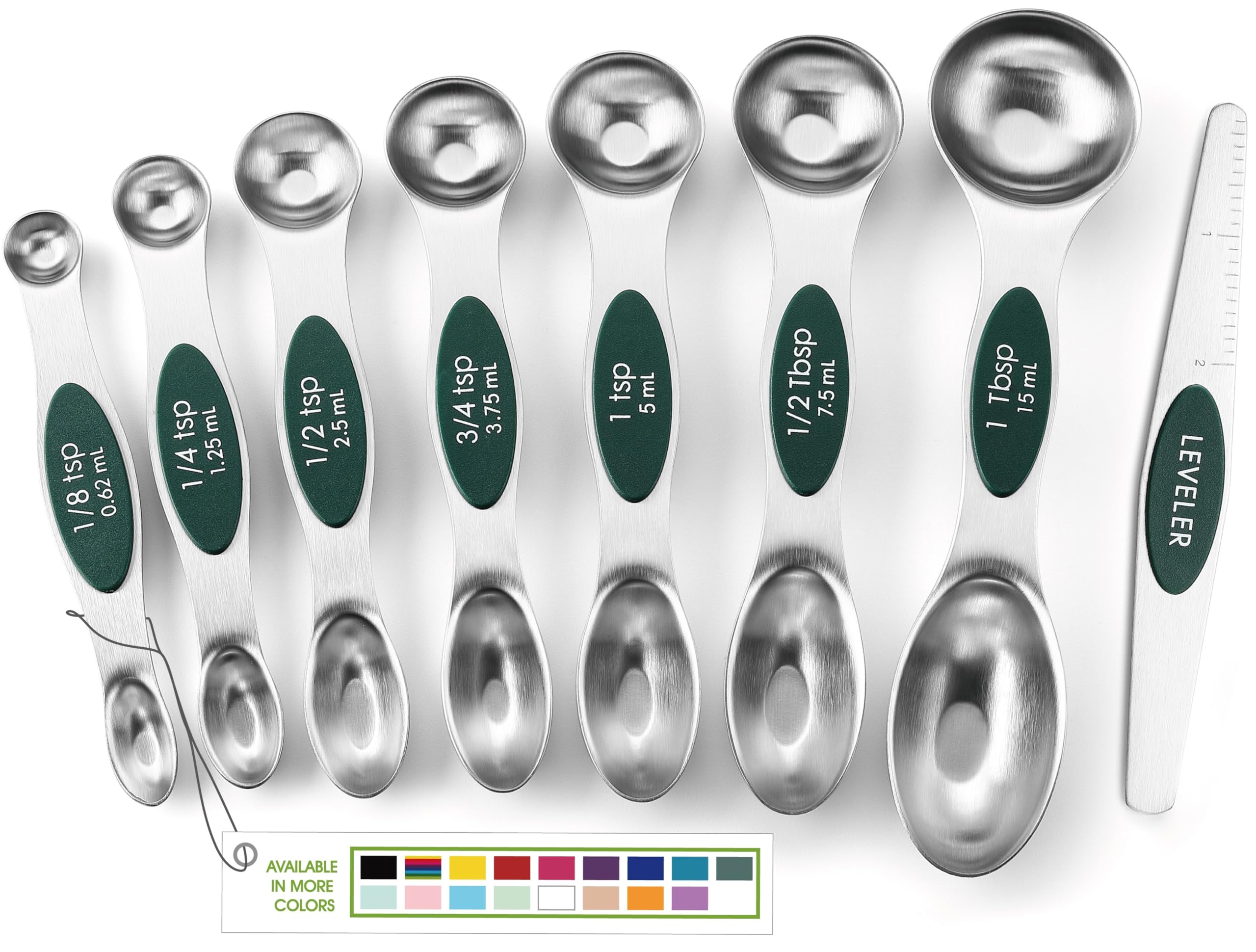 Spring Chef cucharas medidoras magnéticas de acero inoxidable para almacenamiento compacto