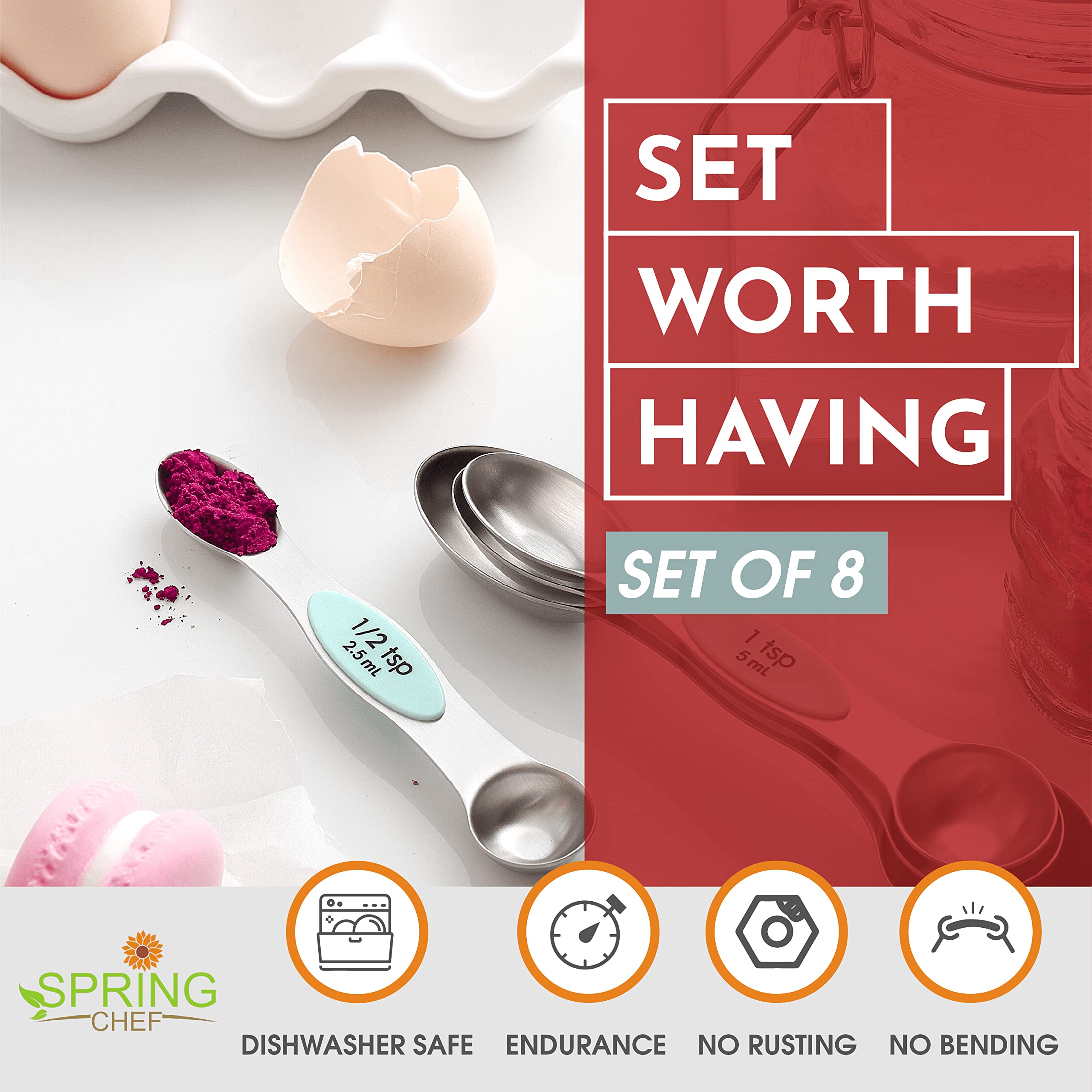 Spring Chef juego apilable para ahorro de espacio en la cocina.
