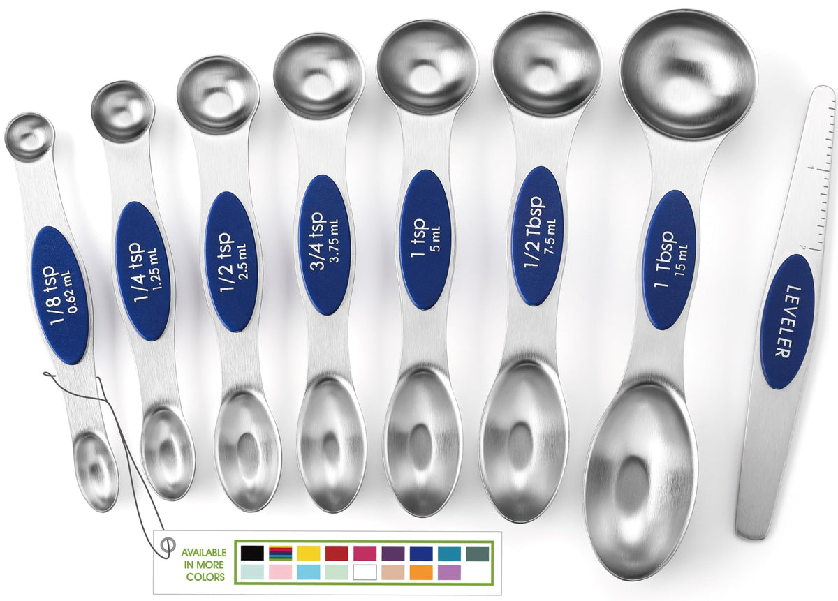 Spring Chef cucharas medidoras imantadas en set de 8 con nivelador para almacenamiento práctico