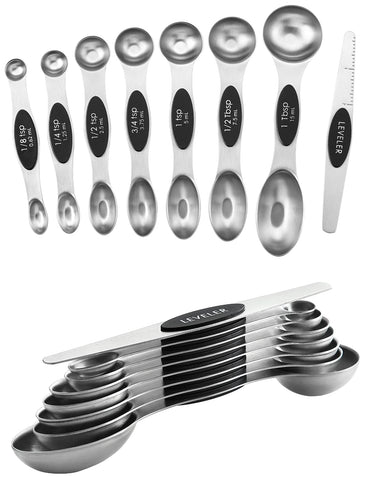 Conjunto Spring Chef de cucharas medidoras magnéticas en negro para hornear