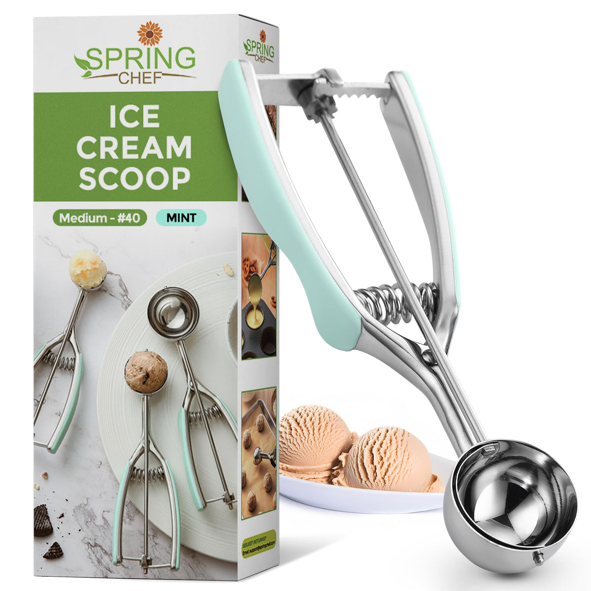 Spring Chef cucharilla para galletas mediana 40: porciones uniformes para hornear.