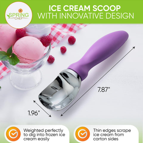 Detalle del mango ergonómico de Spring Chef para un agarre cómodo.