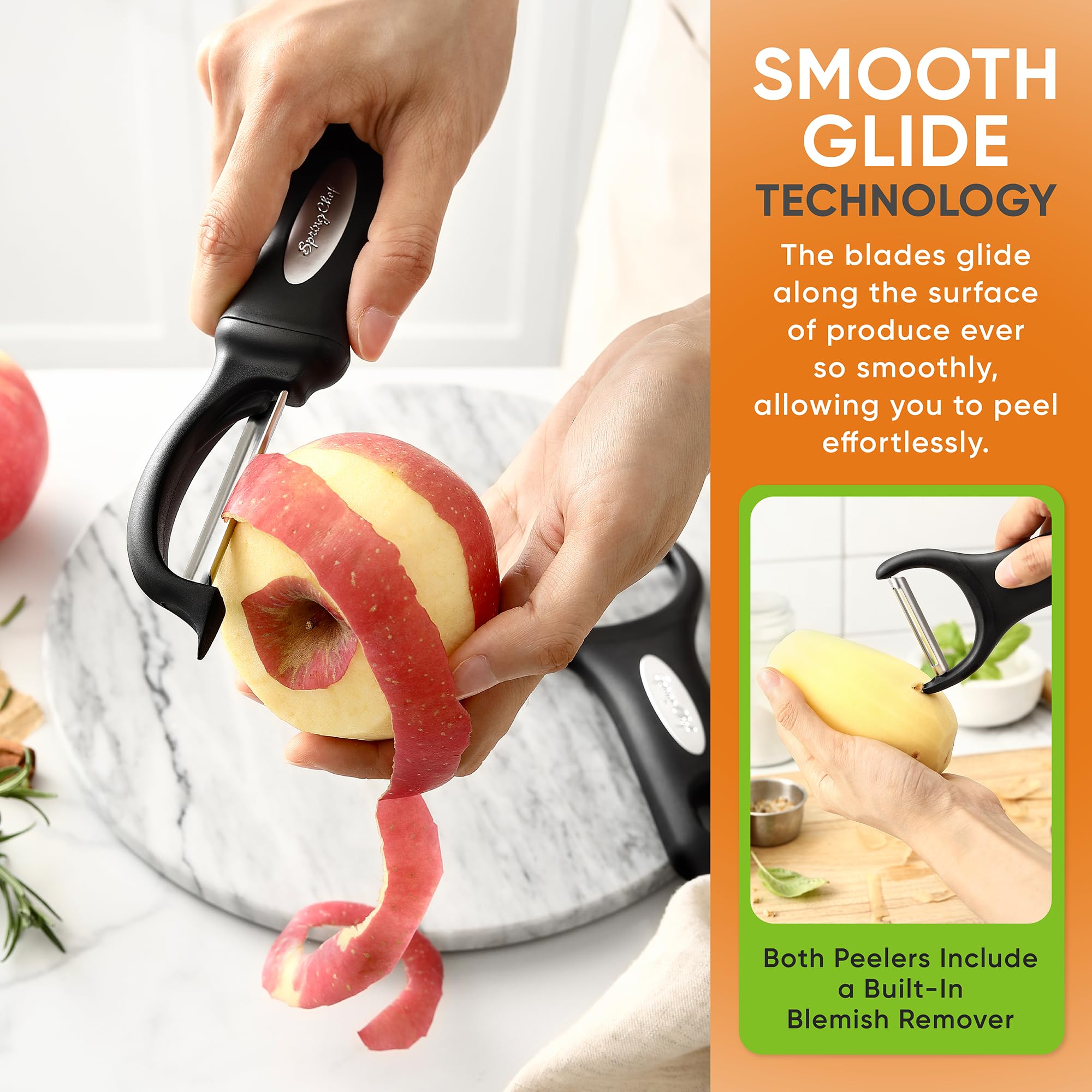 Spring Chef cuchillas de acero inoxidable afiladas para verduras y frutas