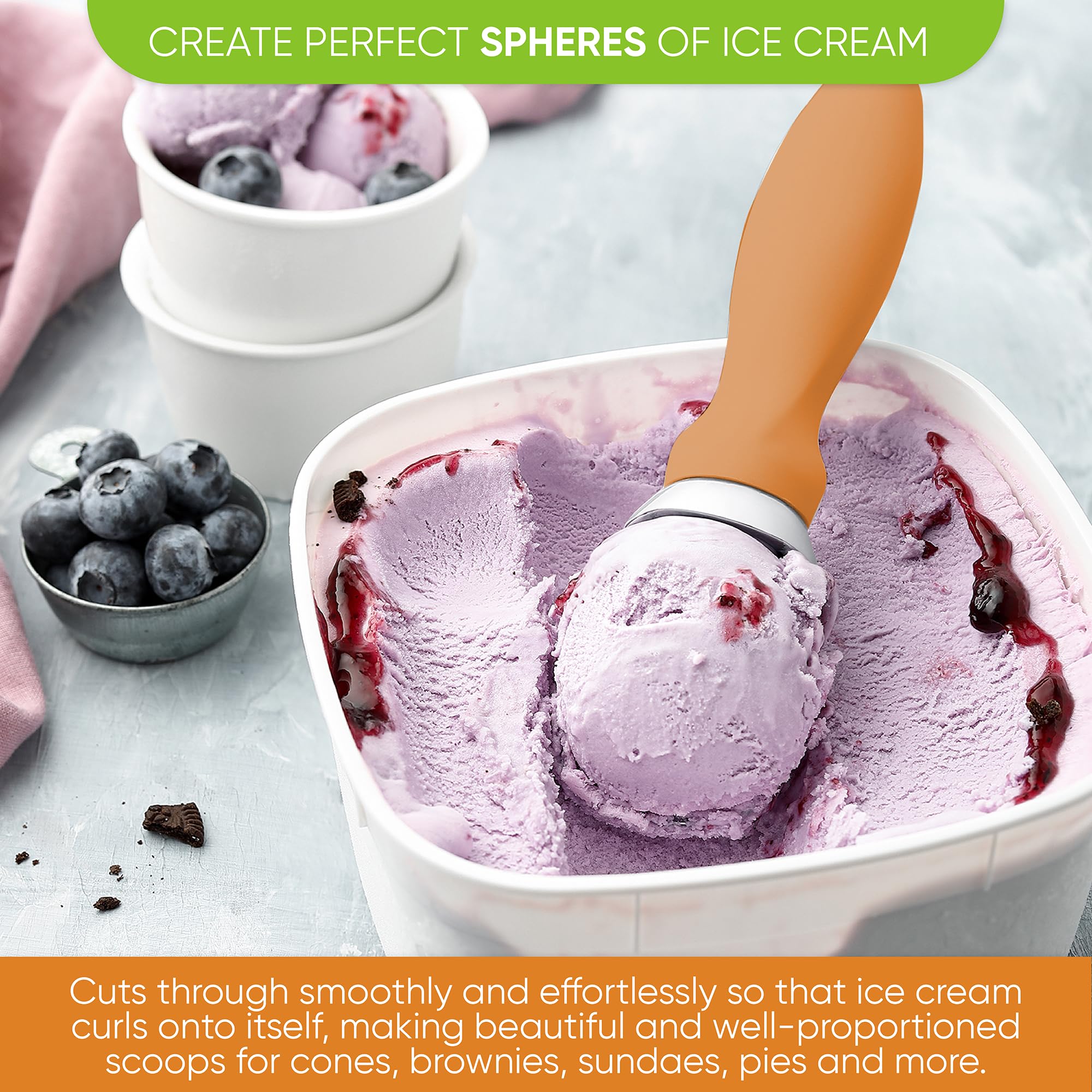 Spring Chef curvatura para sacar helado de esquinas con facilidad