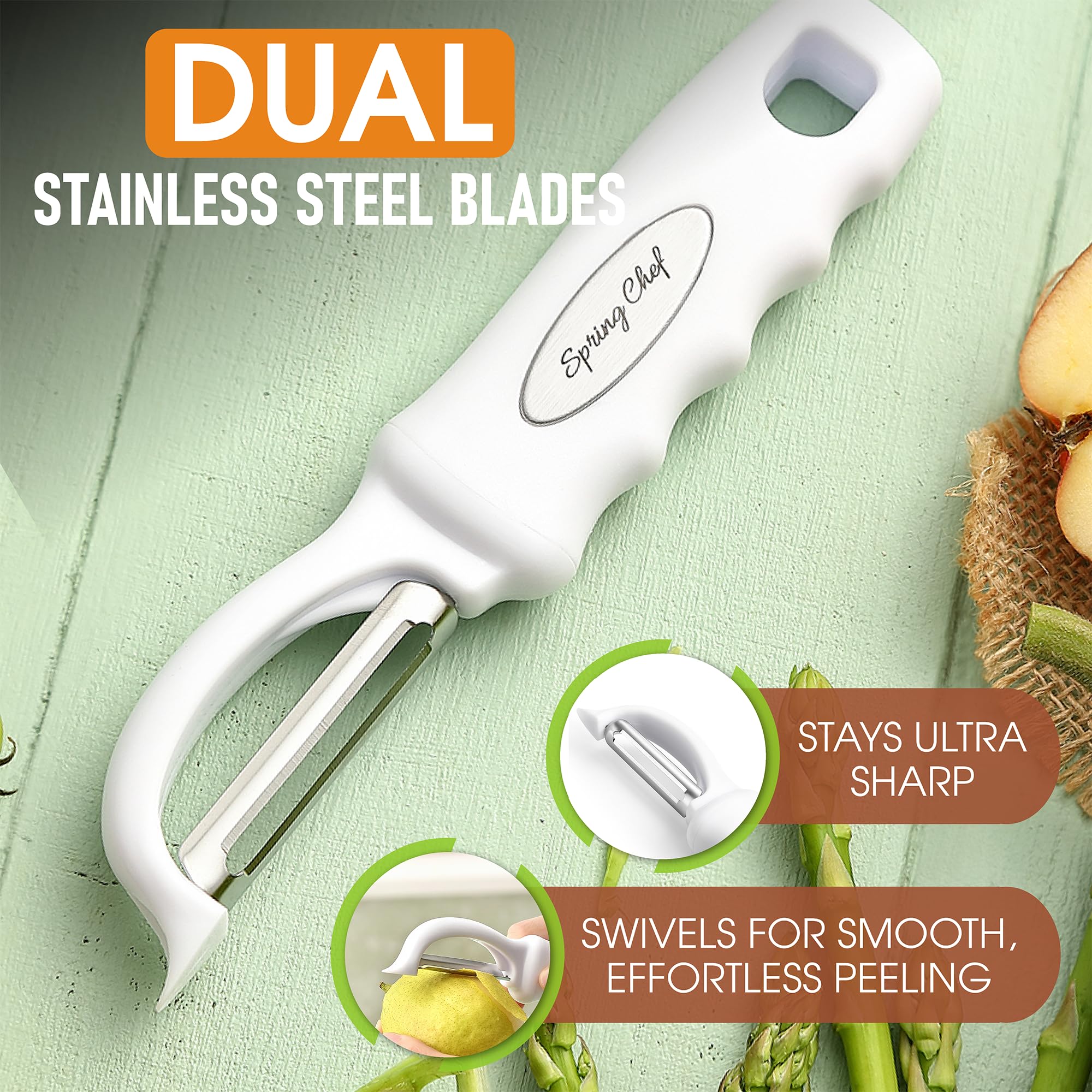 Spring Chef hojas de acero inoxidable afiladas para cortar frutas y verduras