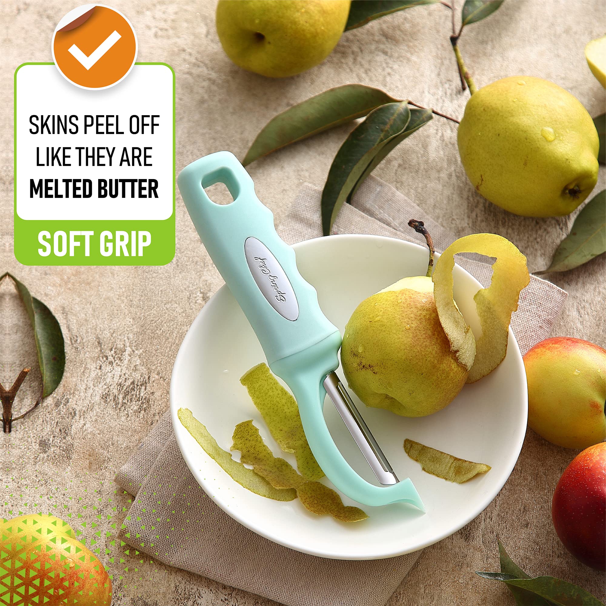 Spring Chef mango ergonómico con agarre suave y antideslizante.