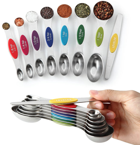 Spring Chef: juego de cucharas medidoras multicolor magnéticas para almacenamiento fácil.