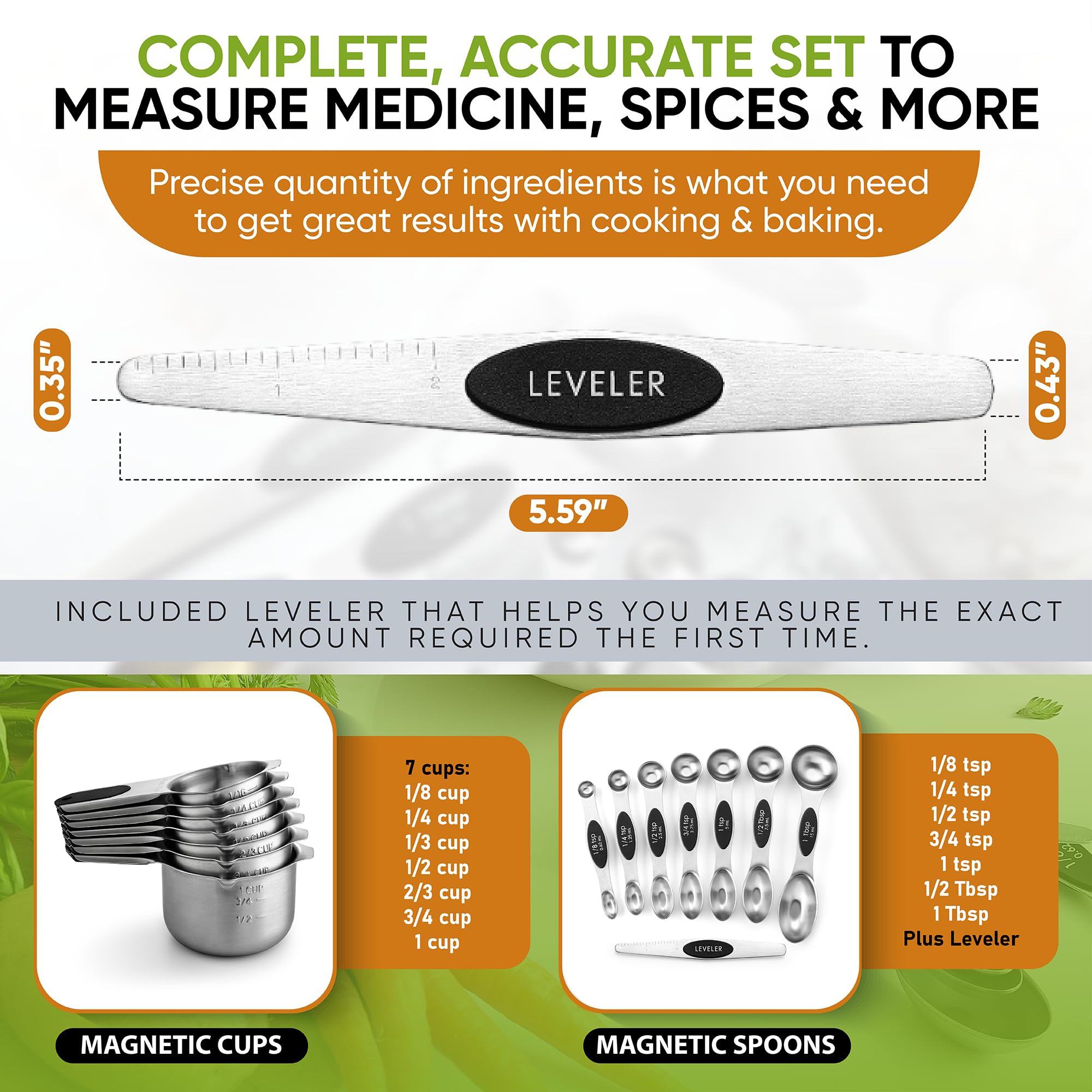 Spring Chef medidores imantados con vertedor, para verter líquidos sin goteos.