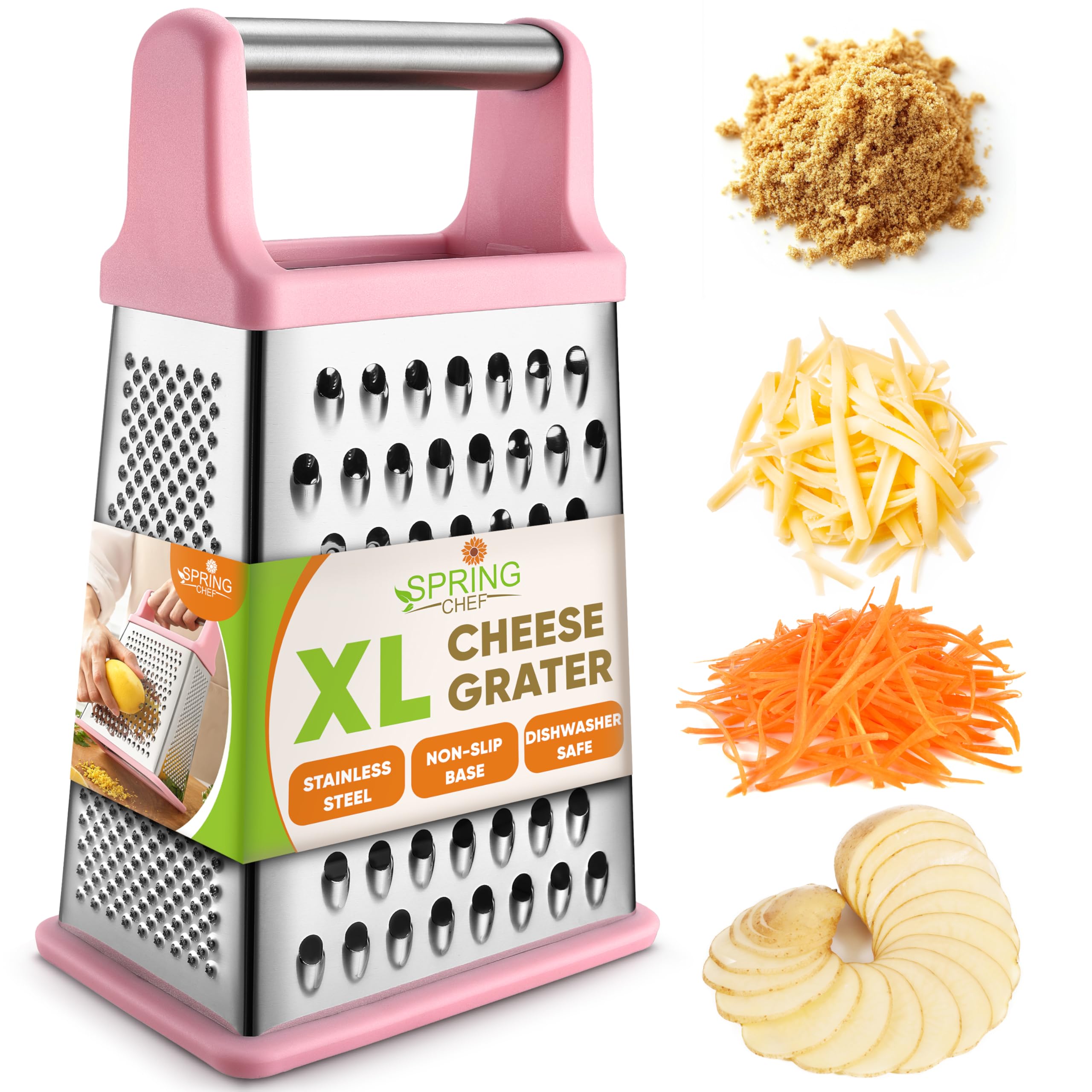 Spring Chef rallador parmesano XL con mango para un rallado suave