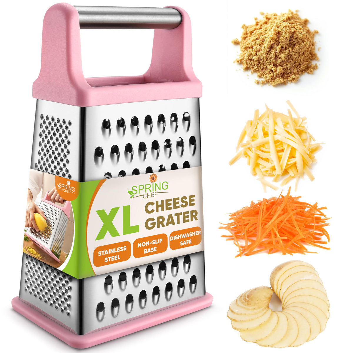 Spring Chef rallador parmesano XL con mango para un rallado suave