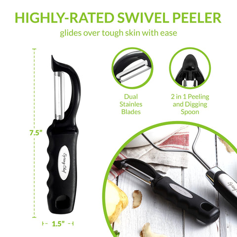 Spring Chef pasapures acero inoxidable, diseño ergonómico para uso rápido.