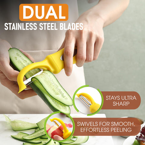 Spring Chef pelador giro suave para pelar verduras sin esfuerzo.