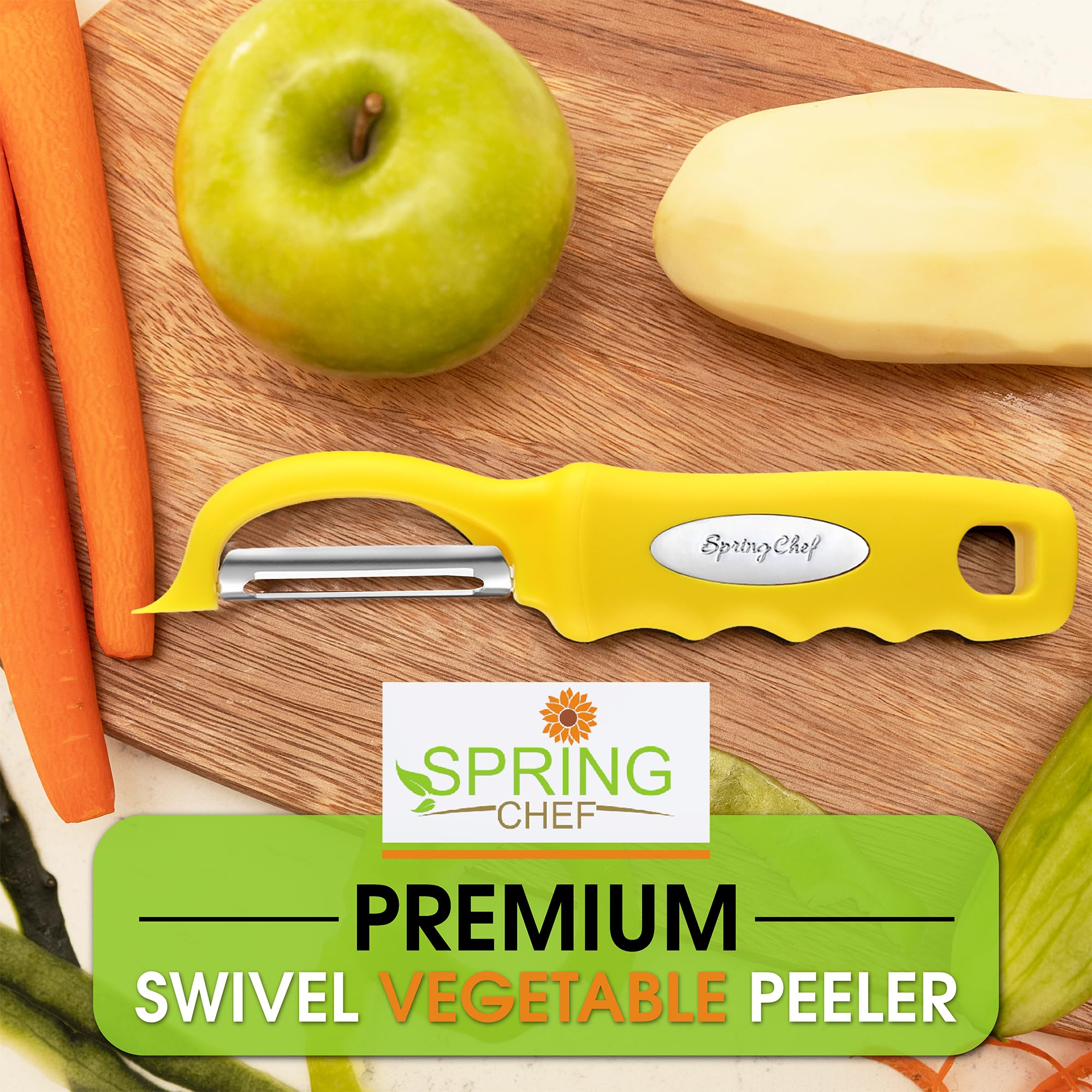 Spring Chef hojas dobles afiladas para pelar con precisión.
