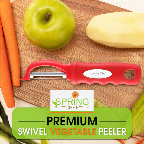 Spring Chef pelador rosado antideslizante, agarre seguro para manos cansadas.
