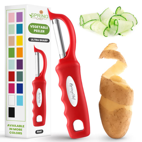 Spring Chef Pelador de Verduras Giratorio Rojo para pelar rápido