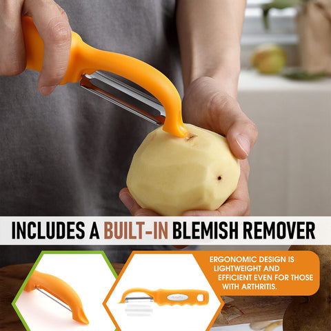 Spring Chef pelador con tecnología Glide suave para un deslizamiento sin atascos.