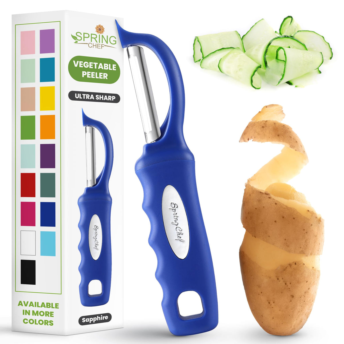 Spring Chef Premium Pelador giratorio con mango suave para pelar verduras
