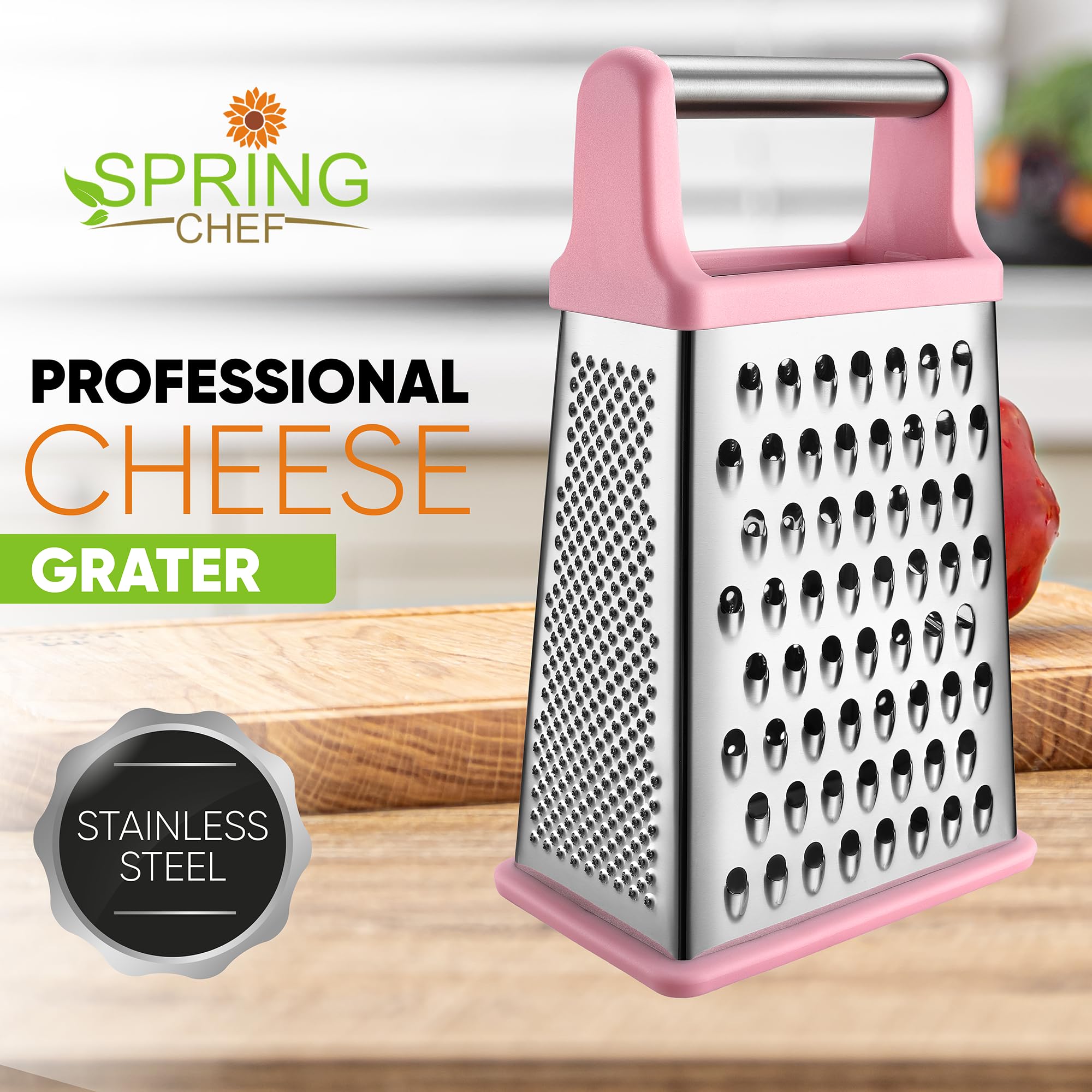 Spring Chef rallador 4 caras para diferentes texturas de queso y verduras