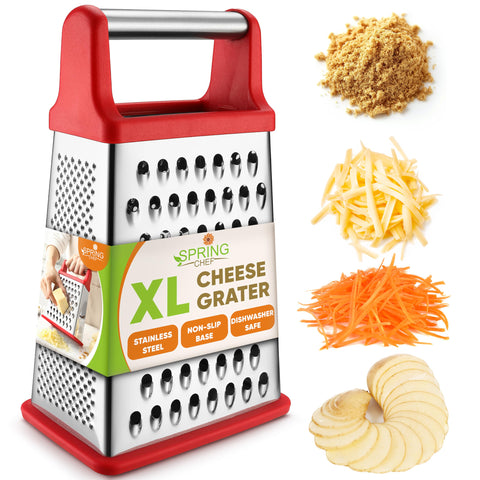 Spring Chef rallador queso cuatro lados xl: rallado rápido y homogéneo para parmesano.
