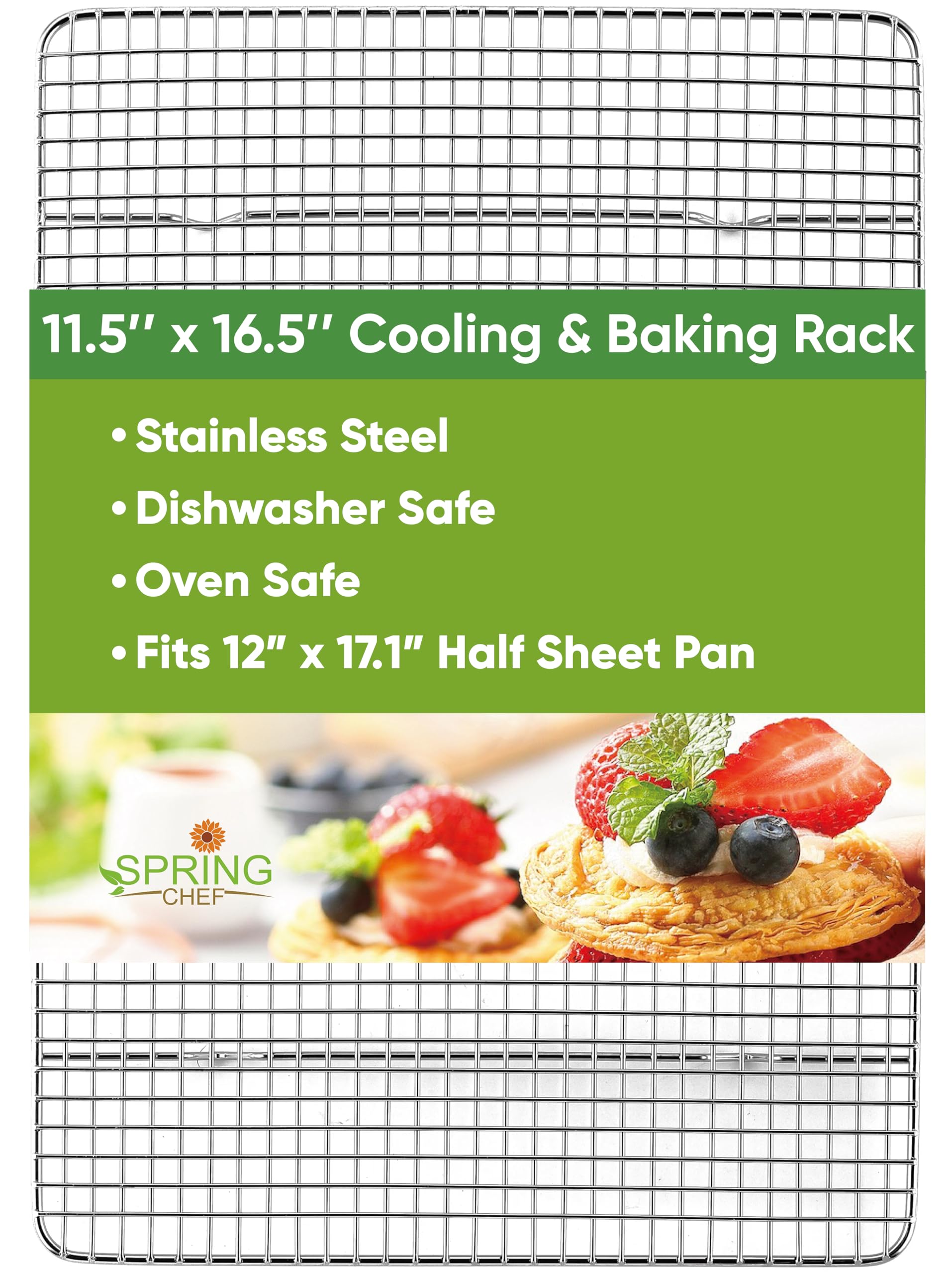 Spring Chef rejilla de enfriamiento 11.5x16.5 para hornear y enfriar