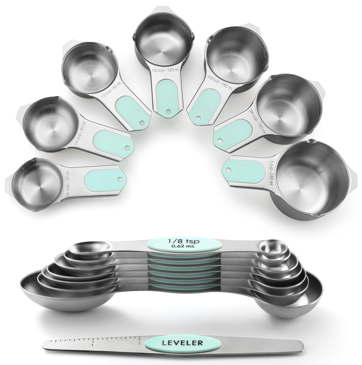 Spring Chef tazas de medición magnéticas con marcas legibles para medir con precisión.