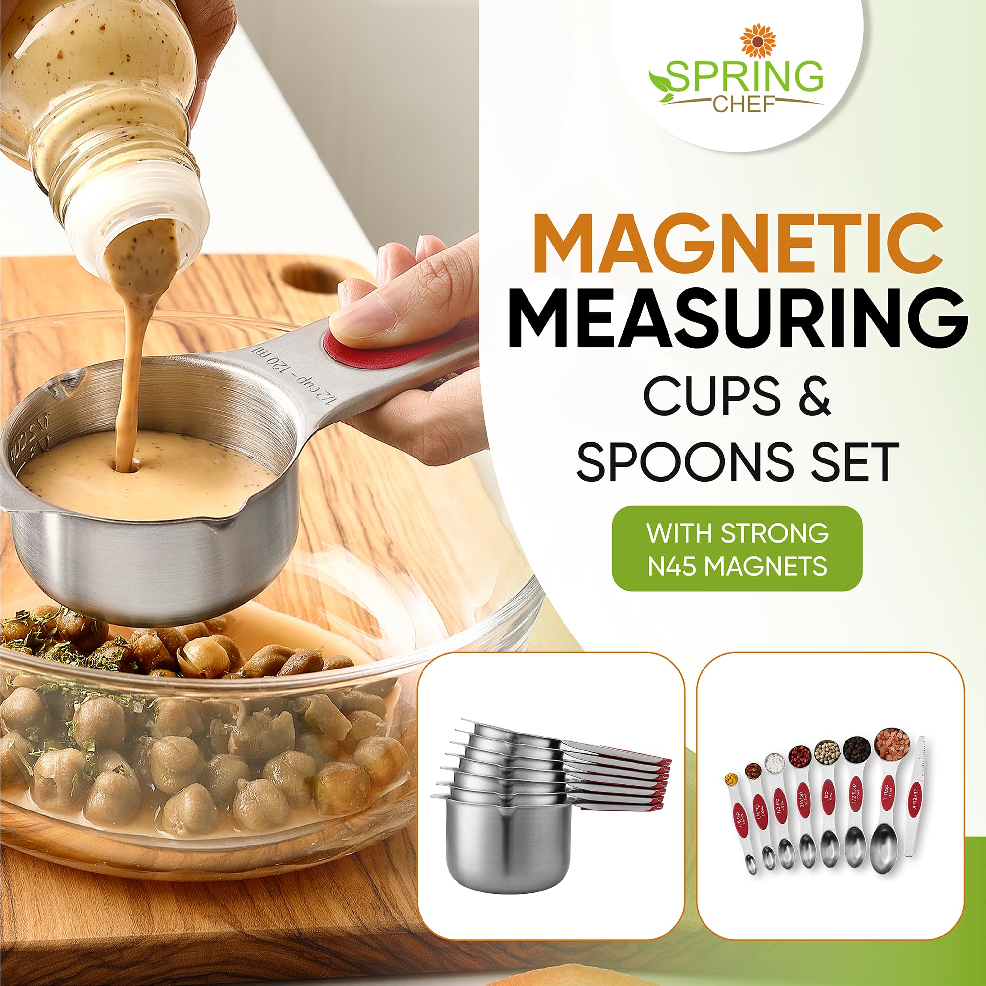 Spring Chef tazas magnéticas con boca estrecha para frascos de especias.