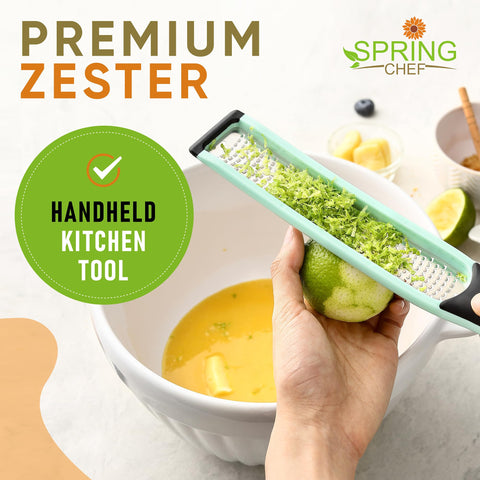 Spring Chef zester mango ergonomico: agarre comodo para rallados prolongados.