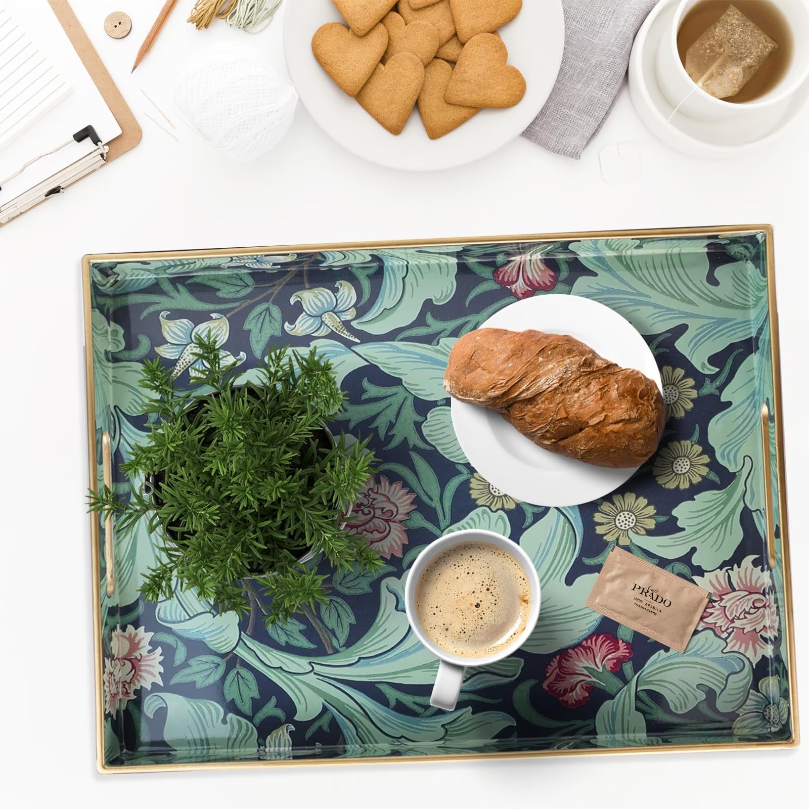 Bandeja decorativa de plástico Spsyrine para sala, fácil de limpiar.