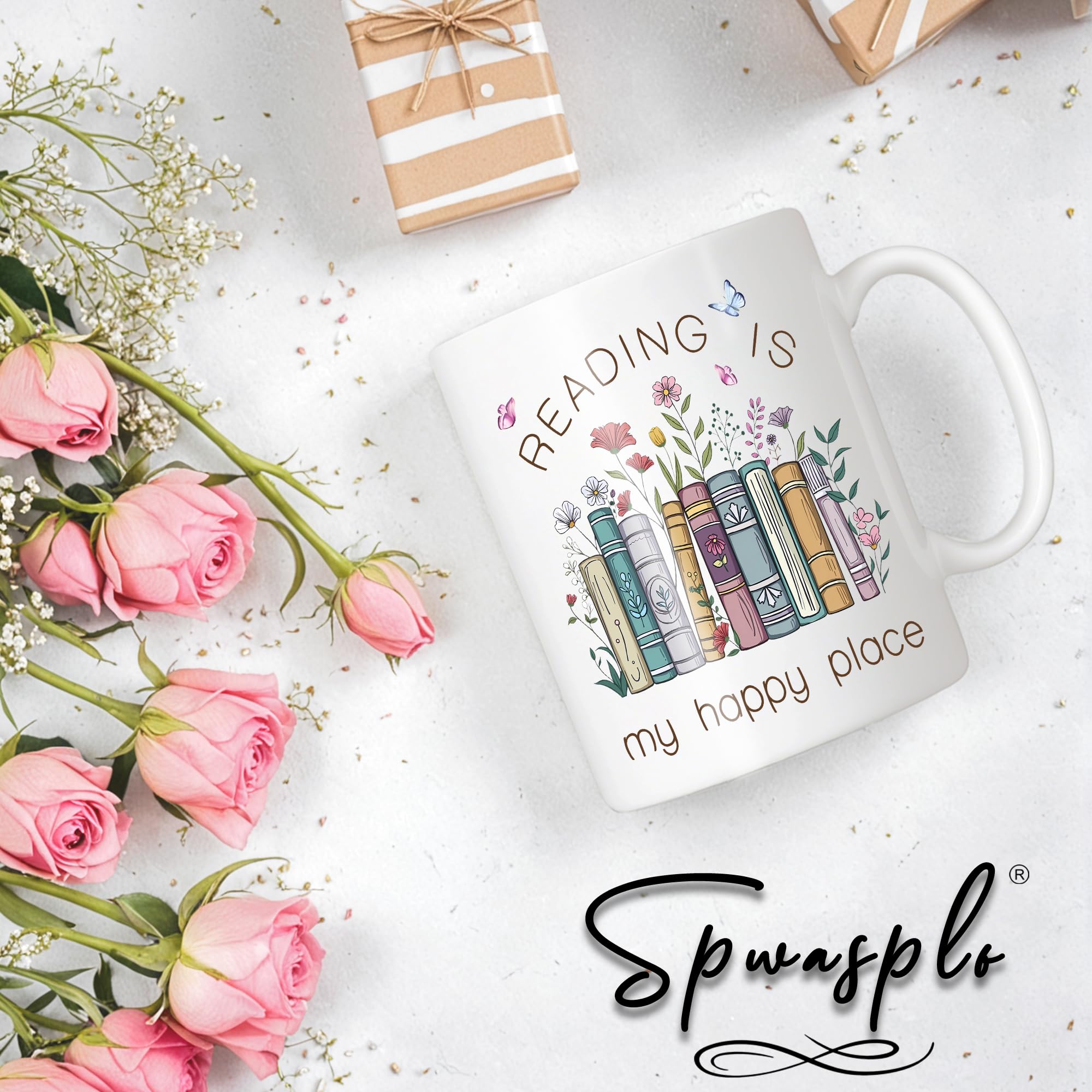 Taza Spwasplo Lectores satisfechos, regalo perfecto para escritoras y bibliotecarias