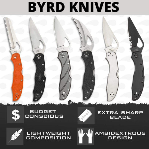 Spyderco Byrd Cara Cara 2: borde parcialmente serrado para mayor versatilidad de corte.