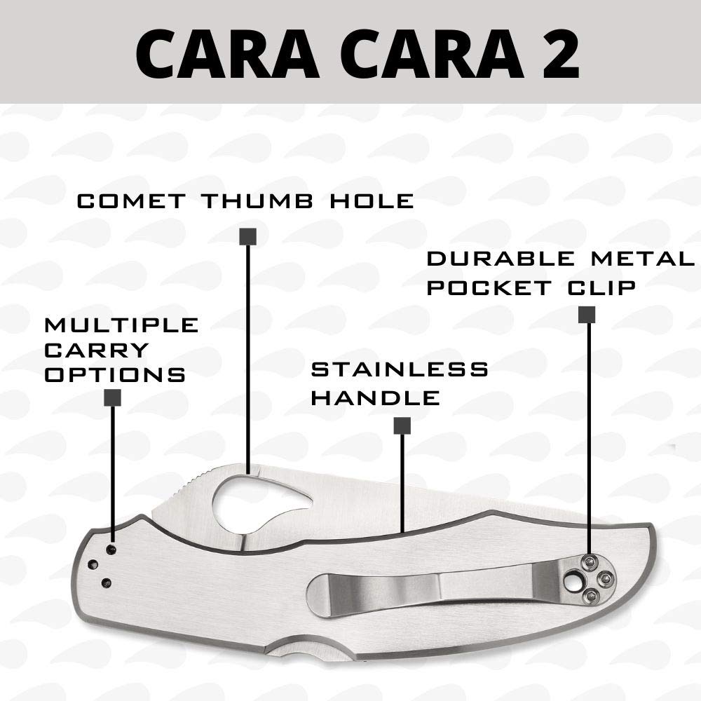 Spyderco Byrd Cara Cara 2: clip de bolsillo en cuatro posiciones para porteo cómodo.