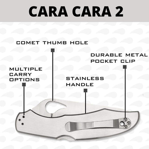 Spyderco Byrd Cara Cara 2: clip de bolsillo en cuatro posiciones para porteo cómodo.