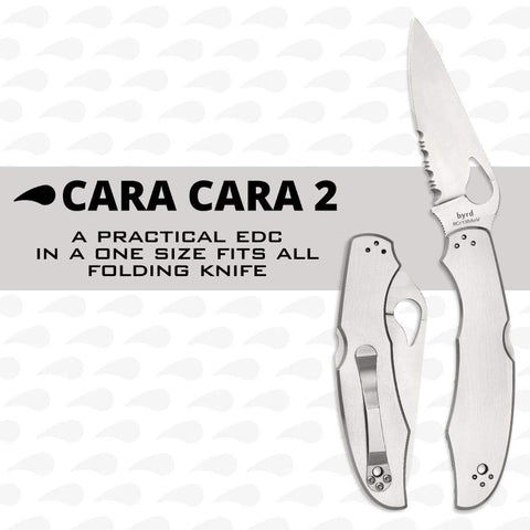 Spyderco Byrd Cara Cara 2: mango de acero inoxidable para agarre estable.