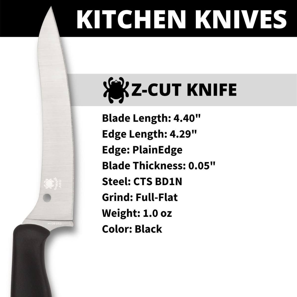 Spyderco Z-Cut mango PP negro cómodo en tareas diarias