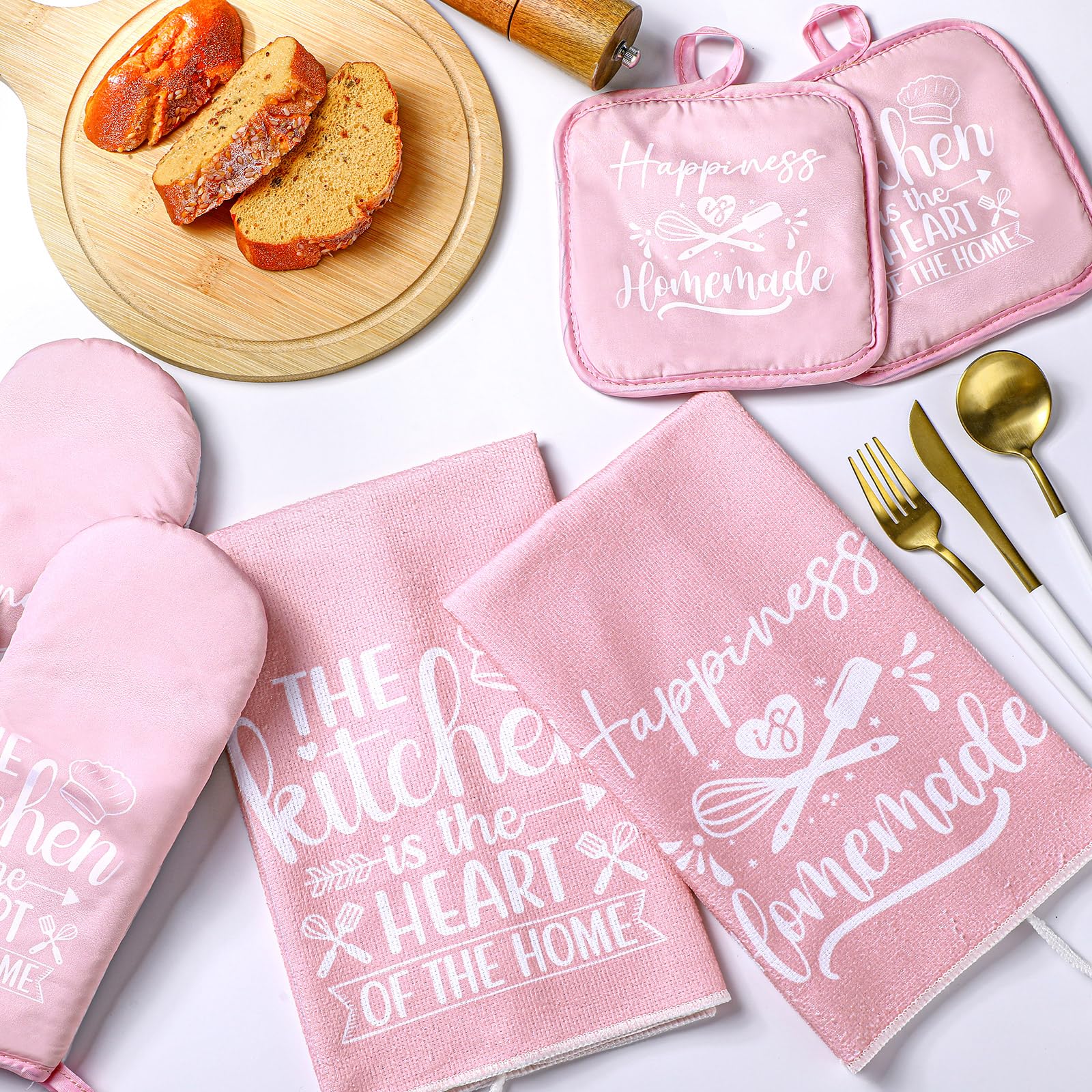 Sratte guantes para horno rosa, protección térmica para la cocina.