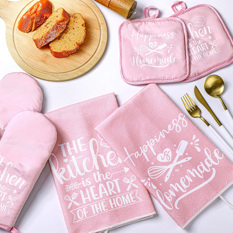Sratte guantes para horno rosa, protección térmica para la cocina.