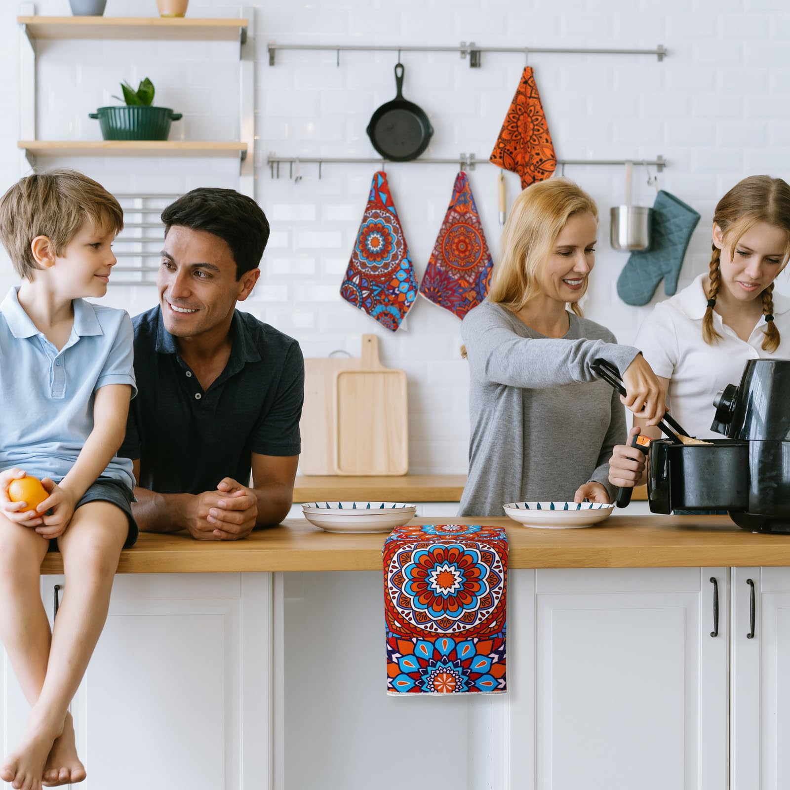 Toallas cocina mandala Sratte: diseño versátil para decoración y limpieza ligera.