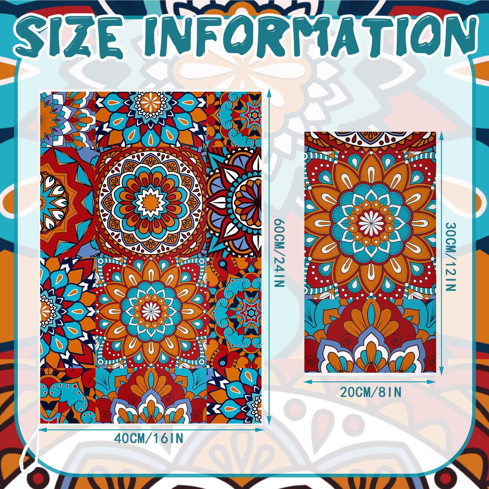 Toallas cocina mandala Sratte: tamaño práctico para secar platos y tazas.