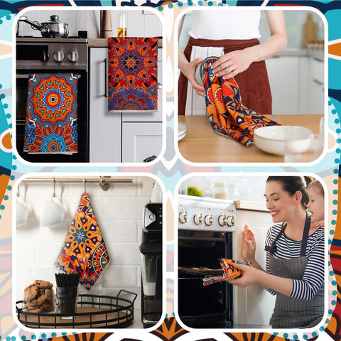 Toallas cocina mandala Sratte: variedad de patrones que alegran la cocina.