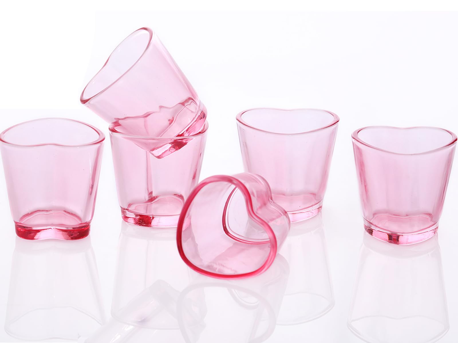 Vasos de chupito Srgeilzati en forma de corazón, rosa, ideales para brindis.