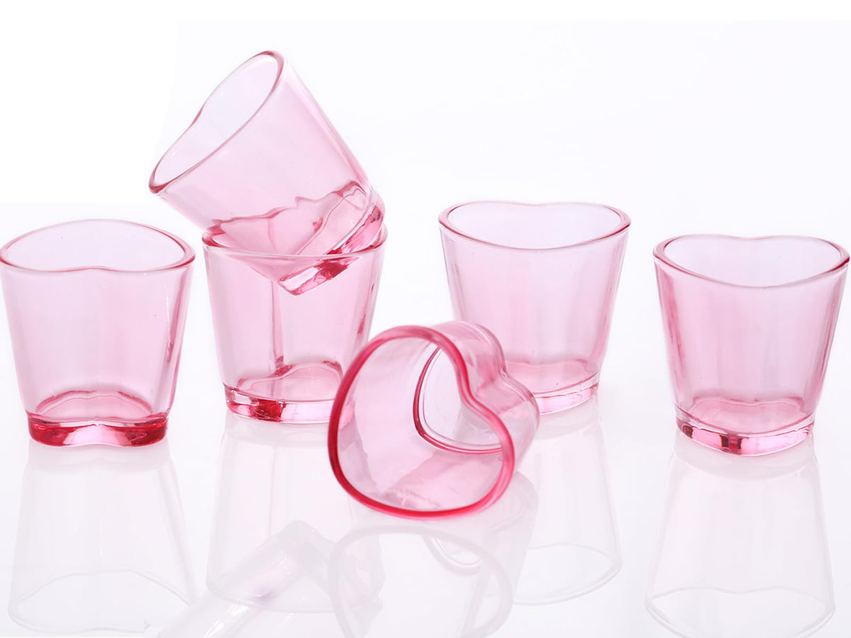 Vasos de chupito Srgeilzati en forma de corazón, rosa, ideales para brindis.