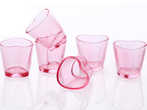 Vasos de chupito Srgeilzati en forma de corazón, rosa, ideales para brindis.