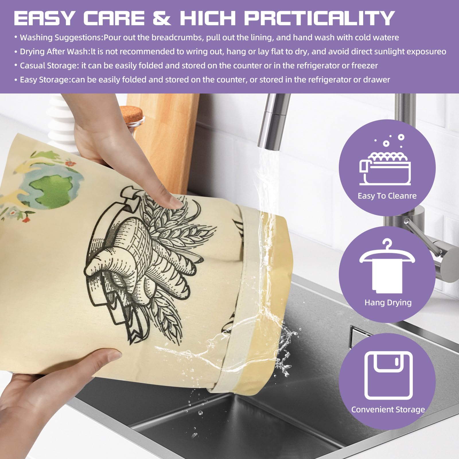 SRLEDL bolsas para pan y alimentos aptas para frutas y verduras