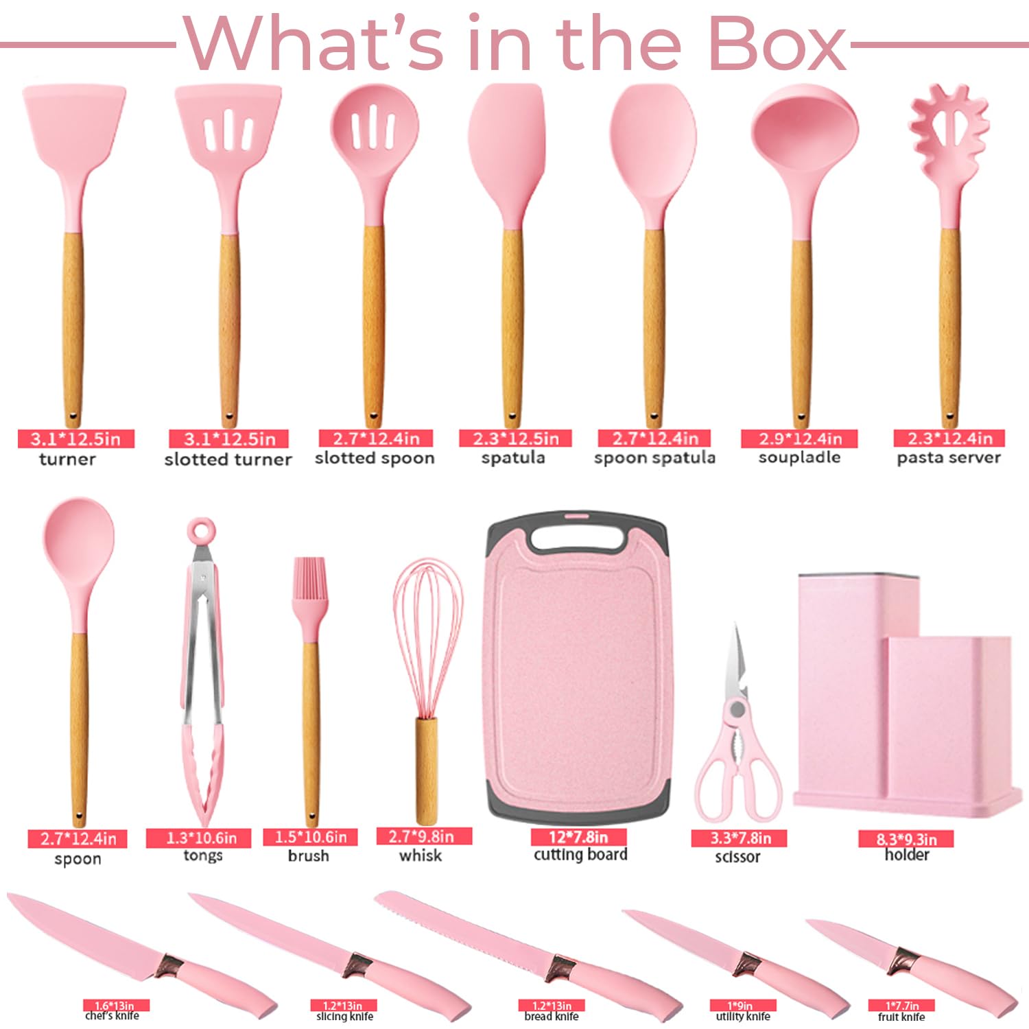 SS BEST DEALS conjunto de cocina rosa para uso diario y estilo en la mesa.